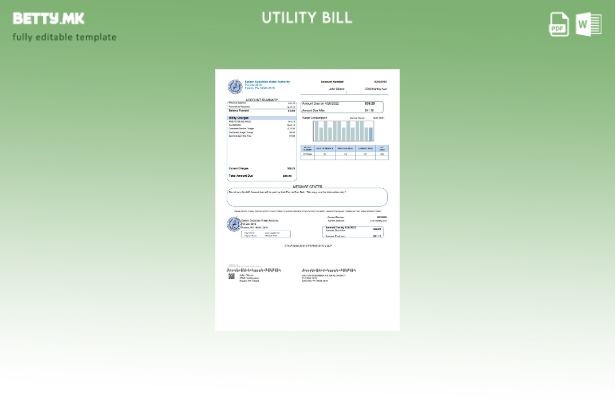 Модерен стил Шаблон за комунални сметки на Управата за води на источните предгра